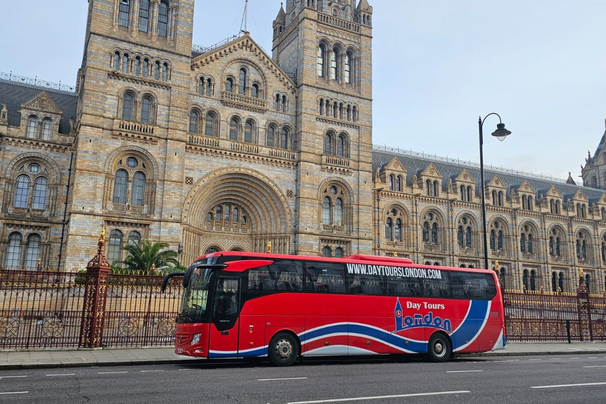Day Tours London coach outside Natural History Museum, London