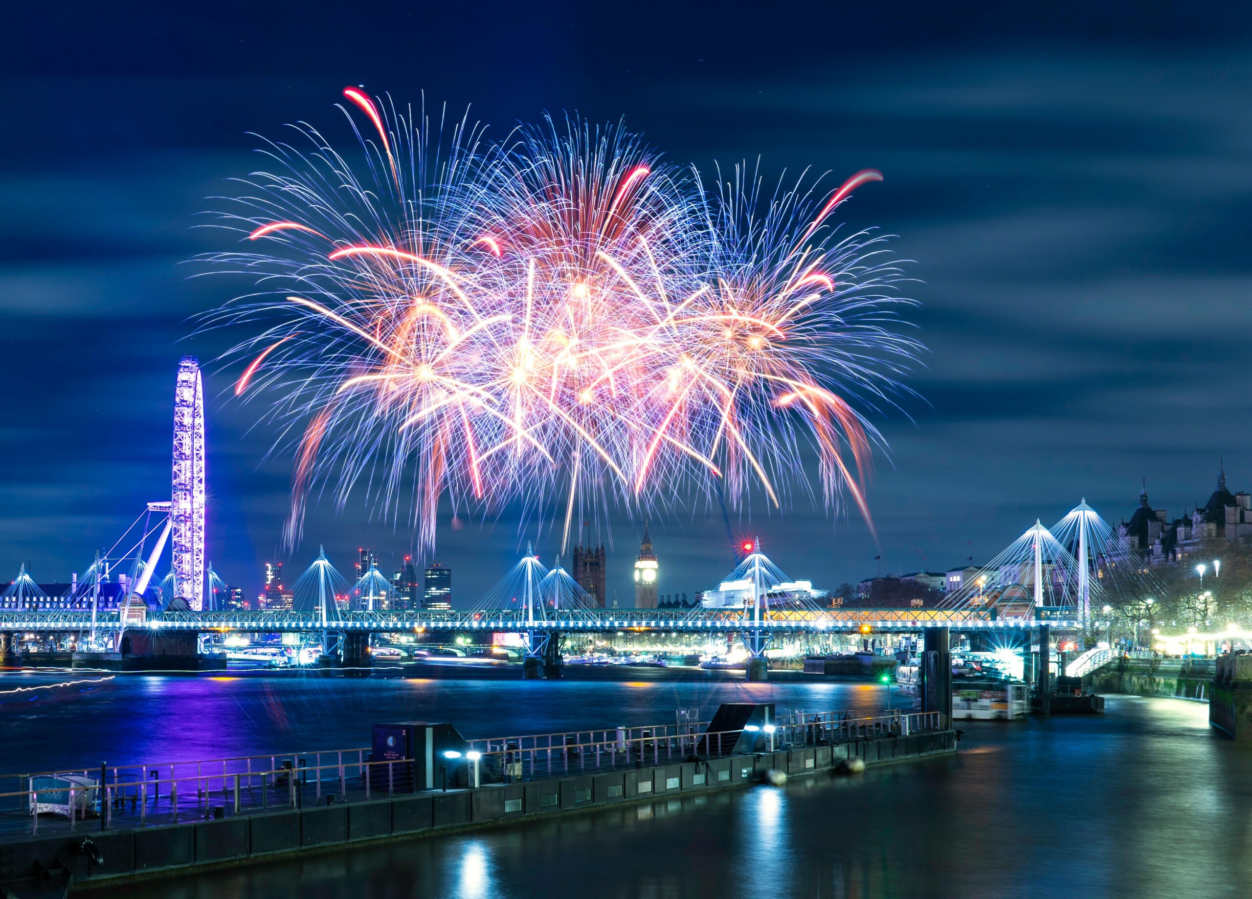London, River Thames, fireworks